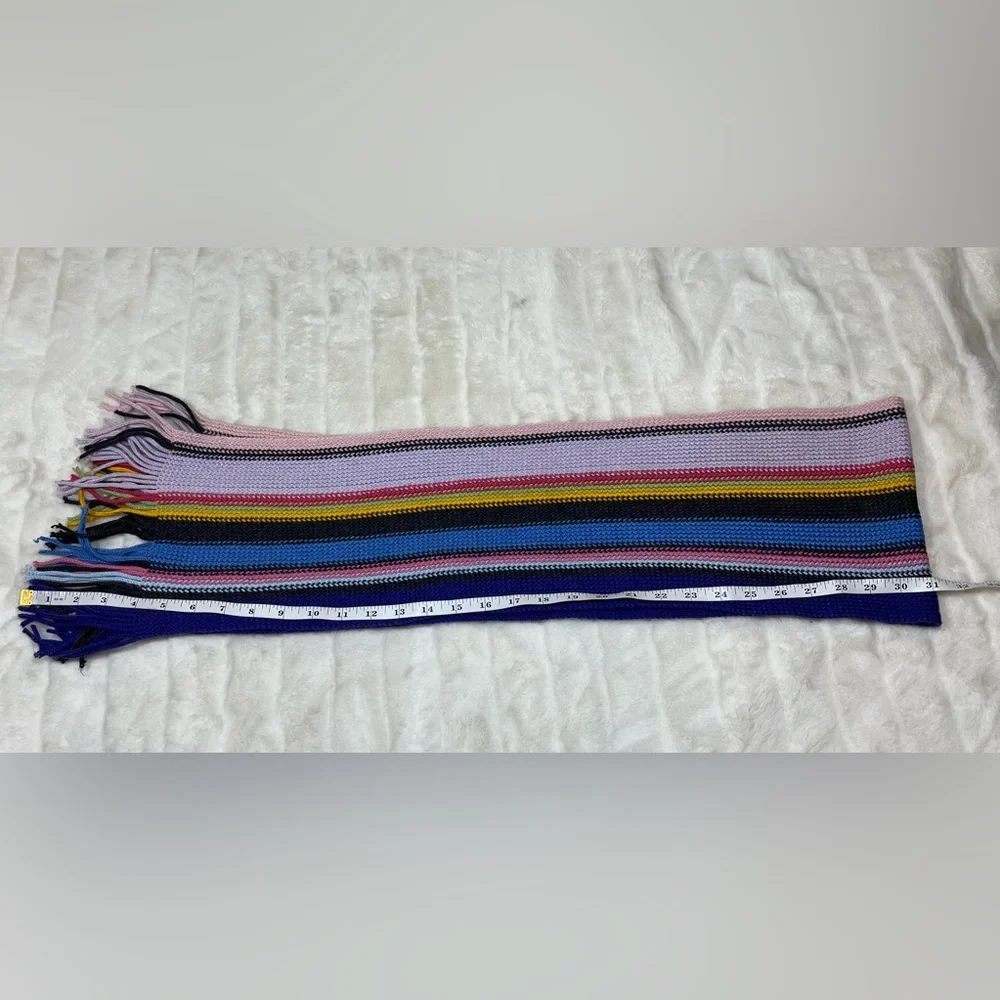Colorful Fall Winter Girls Knit Crochet Purple Stripe School Outdoor OS Scarf